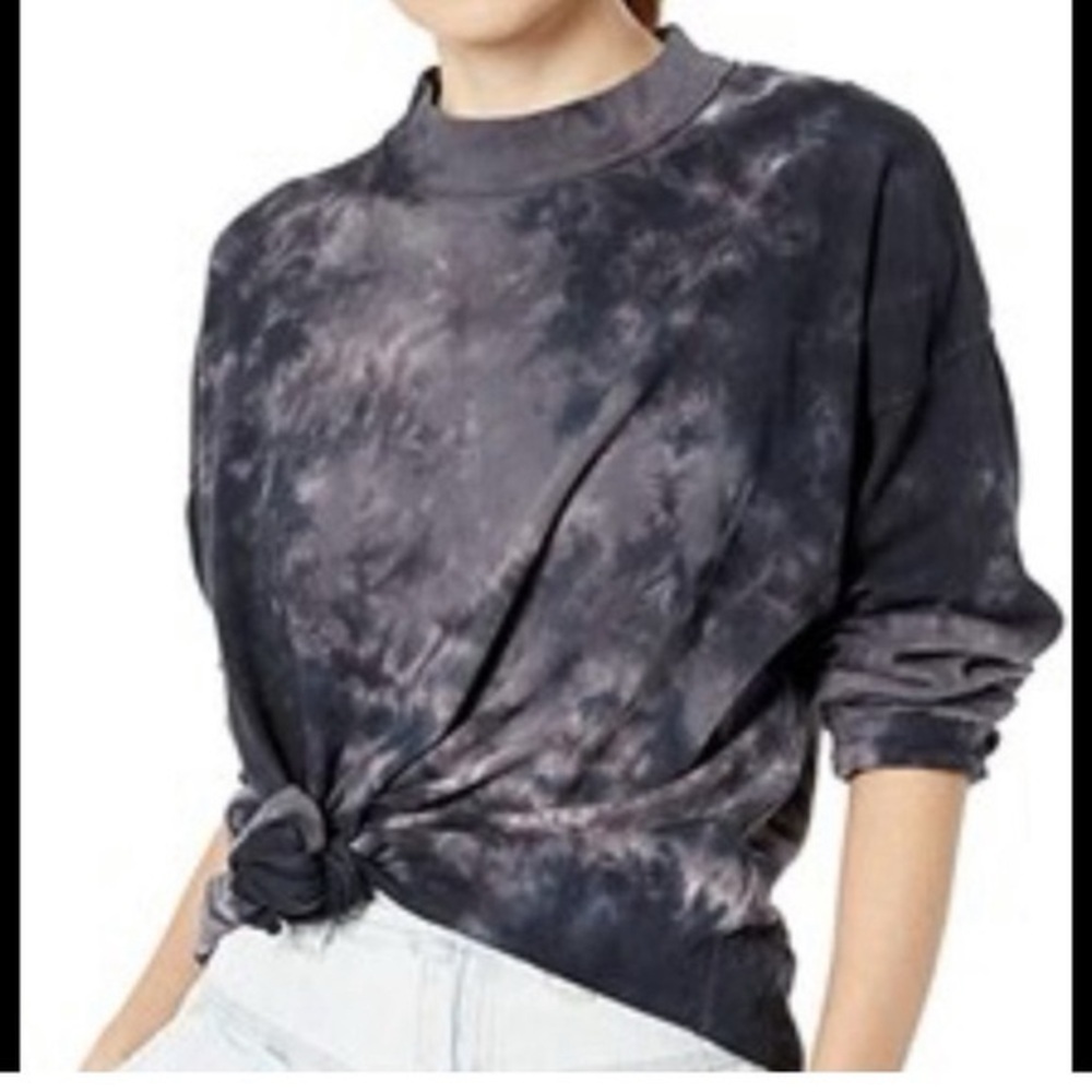 We The Free Women’s Black Grey Tie Dye Mock Neck Long Sleeve Top - Picture 3 of 13